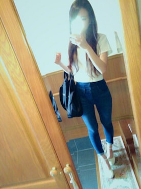 「ハイウェストデニム」｜KAさん（レディース・158cm）の夏コーディネート