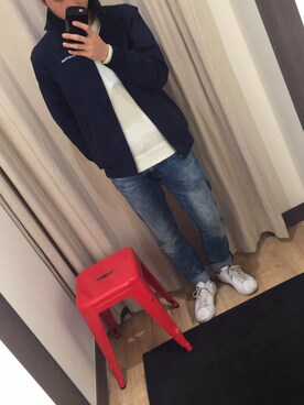 「HILFIGER DENIM（ヒルフィガーデニム）のアイテム（デニムパンツ）」を使った、Daikiさん（メンズ・171cm）の冬コーディネート