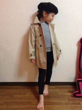 「ZARA KIDS」｜「アイテム（トレンチコート）」を使った、anjiさん（キッズ・110cm）の秋コーディネート