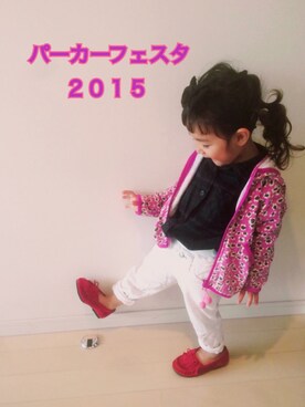 「アイテム（シャツワンピース）」を使った、akimooonさん（キッズ・90cm）の秋コーディネート