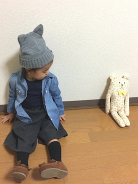 「babygap」｜「アイテム（モカシン/デッキシューズ）」を使った、まめこ◡̈⃝̈⃝さん（キッズ・80cm）の秋コーディネート