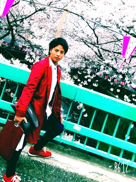 「アイテム（ステンカラーコート）」を使った、yoshiさん（メンズ・168cm・10代）の春コーディネート