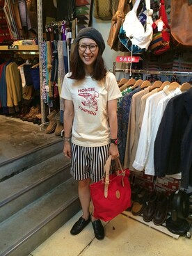 「ボヘミアンズ」｜「アイテム（トートバッグ）」を使った、YOSHIHARUさん（レディース・168cm）の夏コーディネート