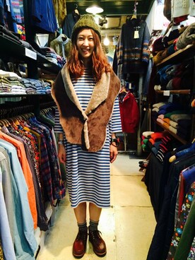 「ボヘミアンズ」｜「アイテム（ワンピース）」を使った、YOSHIHARUさん（レディース・168cm）の秋コーディネート