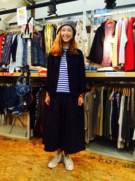 「ショールカラー」｜「アイテム（ブルゾン）」を使った、YOSHIHARUさん（レディース・168cm）の夏コーディネート