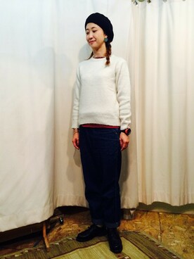 「クルーネックニット」｜YOSHIHARUさん（レディース・168cm）の冬コーディネート