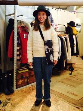 「ボヘミアンズ」｜「アイテム（ニット/セーター）」を使った、YOSHIHARUさん（レディース・168cm）の冬コーディネート