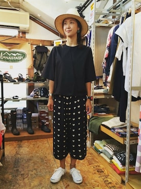 「ガウチョパンツ」｜「アイテム（チュニック）」を使った、YOSHIHARUさん（レディース・168cm）の夏コーディネート