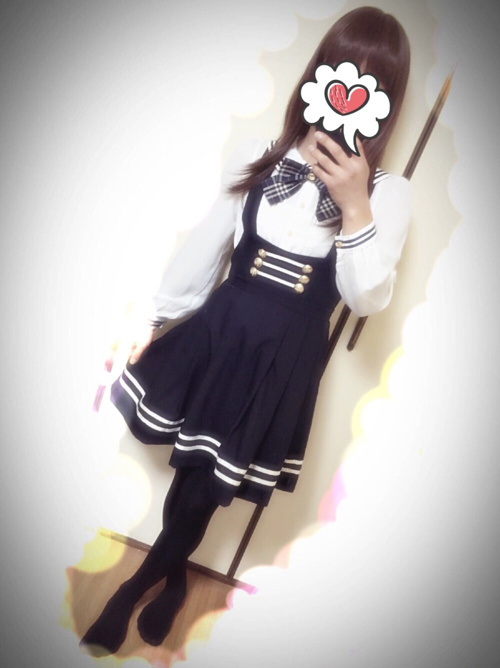 「ジャンパースカート、アマベル、ブラウス、制服風、男の娘」｜「Amavelのアイテム（ワンピース、ブルー系）」を使った、悠助さん（メンズ・160cm）の冬コーディネートの1枚目の写真