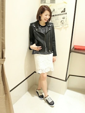 「Spick & Span（スピックアンドスパン）のアイテム（ライダースジャケット）」を使った、tomaさん（レディース・160cm）の冬コーディネート