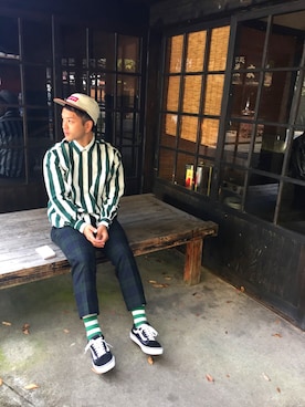 「アイテム（ピアス（両耳用））」を使った、ひろきんさん（メンズ・170cm）の秋コーディネート