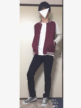 「アキコーデ」｜「アイテム（スタジャン）」を使った、aさん（メンズ・174cm）の秋コーディネート