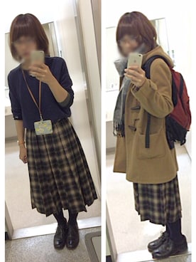 「ドレスシューズ」｜「アイテム（ダッフルコート）」を使った、remioさん（レディース・163cm）の冬コーディネート