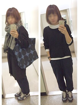 「POU DOU DOU（プードゥドゥ）のモヘアタッチAラインプルオーバー（ニット/セーター）」を使った、remioさん（レディース・163cm）の冬コーディネート