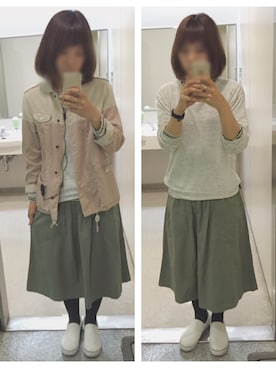「POU DOU DOU（プードゥドゥ）のアイテム（ミリタリージャケット）」を使った、remioさん（レディース・163cm）の春コーディネート