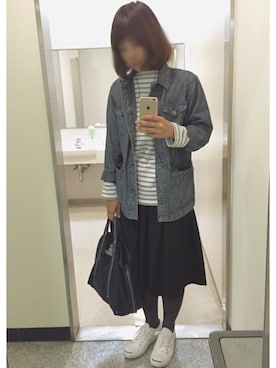 「ORCIVAL（オーシバル）の【ORCIVAL(オーシバル)】コットンロード フレンチバスクシャツ（Tシャツ/カットソー）」を使った、remioさん（レディース・163cm）の春コーディネート