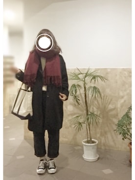 「ブラックウォッチ」｜「アイテム（チェスターコート）」を使った、remioさん（レディース・163cm）の冬コーディネート