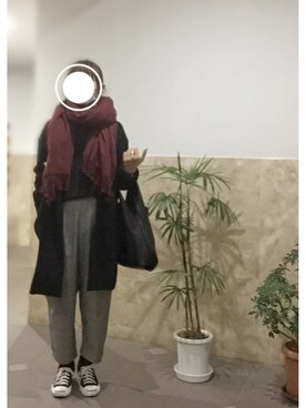 「アイテム（チェスターコート）」を使った、remioさん（レディース・163cm・20代）の冬コーディネート