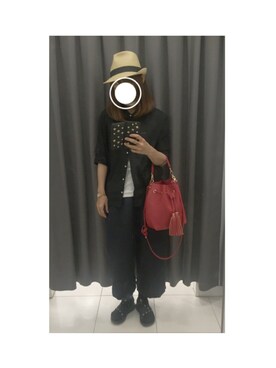 「B.L.U.E（ビーエルユーイー）のアイテム（トップス）」を使った、remioさん（レディース・163cm）の夏コーディネート