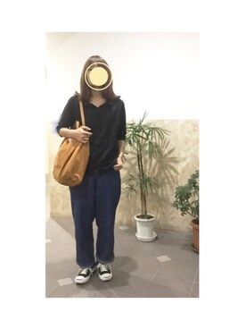 「B.L.U.E（ビーエルユーイー）のアイテム（トップス）」を使った、remioさん（レディース・163cm）の秋コーディネート