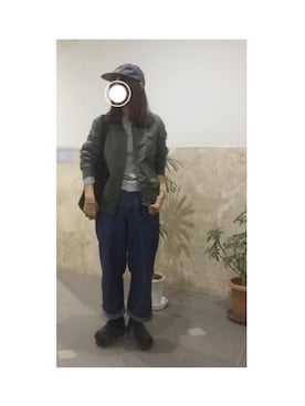 「リブT」｜「アイテム（ブルゾン）」を使った、remioさん（レディース・163cm）の秋コーディネート