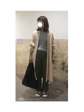 「リブT」｜「アイテム（その他アウター）」を使った、remioさん（レディース・163cm）の秋コーディネート