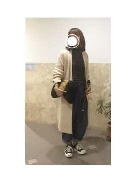 「リブT」｜「アイテム（その他アウター）」を使った、remioさん（レディース・163cm）の秋コーディネート
