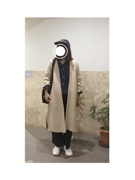 「白いスニーカー」｜「アイテム（その他アウター）」を使った、remioさん（レディース・163cm）の冬コーディネート
