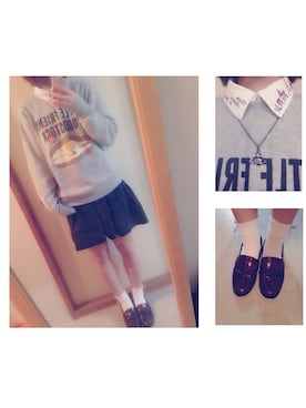 「スウェット×シャツ」｜kaedeさん（レディース・166cm）の春コーディネート