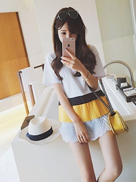 「プリーツ」｜SASAさん（レディース・160cm）の夏コーディネート