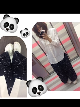 「袴パンツ」｜「アイテム（ブーティ）」を使った、m o e○▲□さん（レディース・161cm）の秋コーディネート