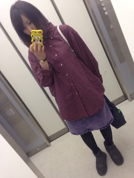 「アイテム（その他シューズ、グレー系）」を使った、m o e○▲□さん（レディース・161cm）の冬コーディネート