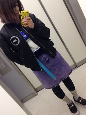 「snidel」｜「アイテム（ブルゾン）」を使った、m o e○▲□さん（レディース・161cm）の冬コーディネート