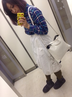 「アイテム（その他シューズ、グレー系）」を使った、m o e○▲□さん（レディース・161cm）の冬コーディネート