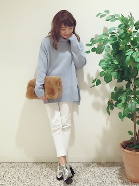 「MERCURYDUO（マーキュリーデュオ）のアイテム（ブーティ）」を使った、山田ゆかさん（レディース・160cm）の冬コーディネート