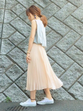 「CONVERSE（コンバース）のCONVERSE キャンバスオールスターカラーズOX（スニーカー）」を使った、chanpekoさん（レディース・153cm）の夏コーディネート