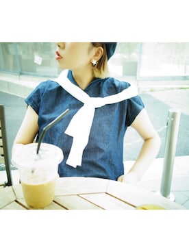 「DISCOAT（ディスコート）のアイテム（ハンチング/ベレー帽）」を使った、uca☺︎さん（レディース・164cm）の夏コーディネート