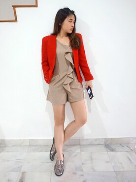 「working style」｜「アイテム（オールインワン・サロペット）」を使った、Theresa Mau さん（レディース・155cm）の冬コーディネート