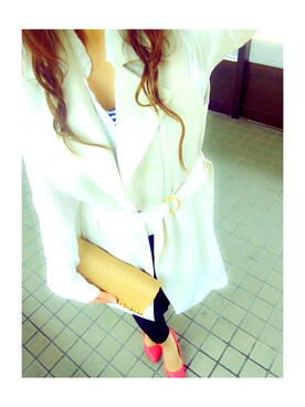「one way（ワンウェイ）のアイテム（シューズ）」を使った、萌美さん（レディース・163cm）の春コーディネート