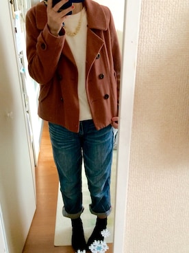 「くつした」｜「アイテム（ピーコート）」を使った、tannさん（レディース・165cm）の冬コーディネート