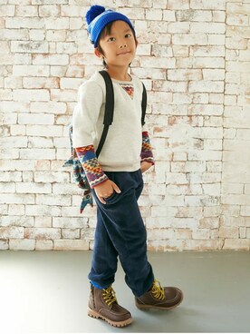 「子供服コーデ」｜「アイテム（帽子）」を使った、KRIFF MAYERさん（キッズ・116cm）の秋コーディネート