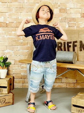 「KRIFF MAYER（クリフメイヤー）のアイテム」を使った、KRIFF MAYERさん（キッズ・107cm）の夏コーディネート
