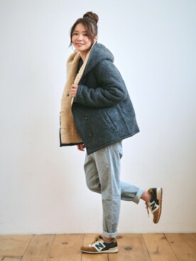 「レディース」｜「アイテム（ムートンコート）」を使った、KRIFF MAYERさん（レディース・163cm）の冬コーディネート