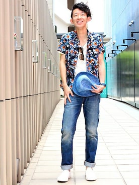 「スリムパンツ」｜GapJapan_Menさん（メンズ・165cm）の夏コーディネート