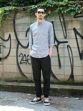 「GAP（ギャップ）のアイテム（パンツ）」を使った、GapJapan_Menさん（メンズ・185cm）の秋コーディネート