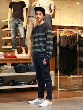 「GAP（ギャップ）のアイテム（パンツ）」を使った、GapJapan_Menさん（メンズ・176cm）の秋コーディネート