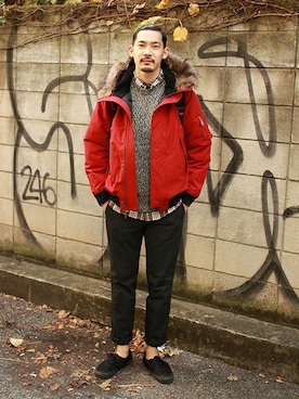 「GAP（ギャップ）のアイテム（マウンテンパーカー）」を使った、GapJapan_Menさん（メンズ・186cm）の秋コーディネート