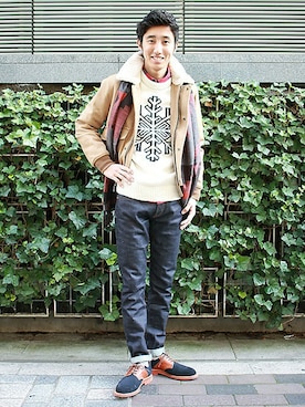 「GAP（ギャップ）のアイテム（ニット/セーター）」を使った、GapJapan_Menさん（メンズ・178cm）の冬コーディネート