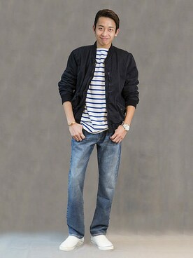 「GAP（ギャップ）のアイテム（ブルゾン）」を使った、GapJapan_Menさん（メンズ・178cm）の春コーディネート