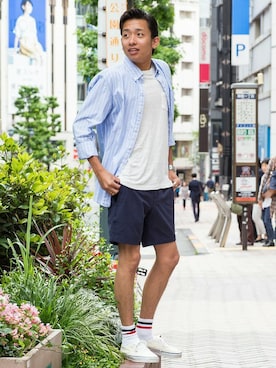 「GAP（ギャップ）のアイテム（パンツ）」を使った、GapJapan_Menさん（メンズ・178cm）の夏コーディネート